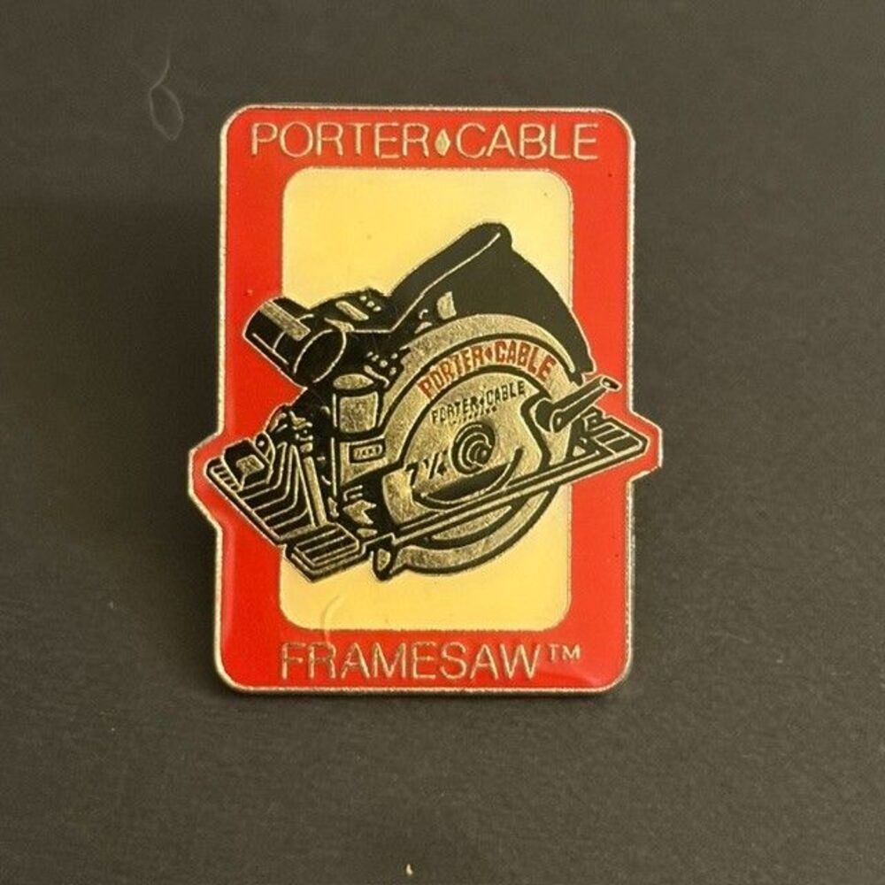 Vintage Porter & Cable Framesaw Lapel Pin Enamel Advertising Tools